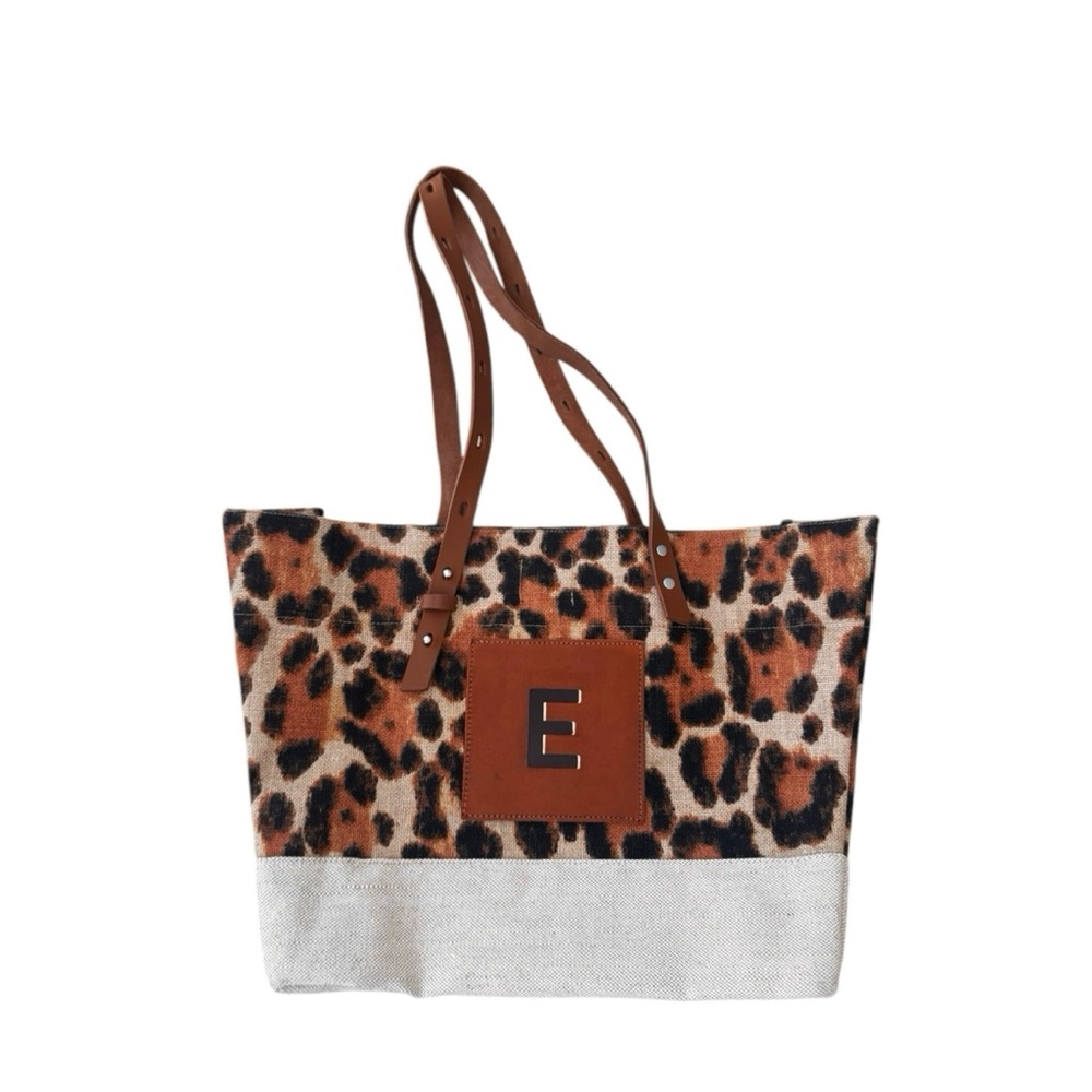 NWT Apolis Cheetah Inital E Custom Limited Edition Market Tote‎ Bag